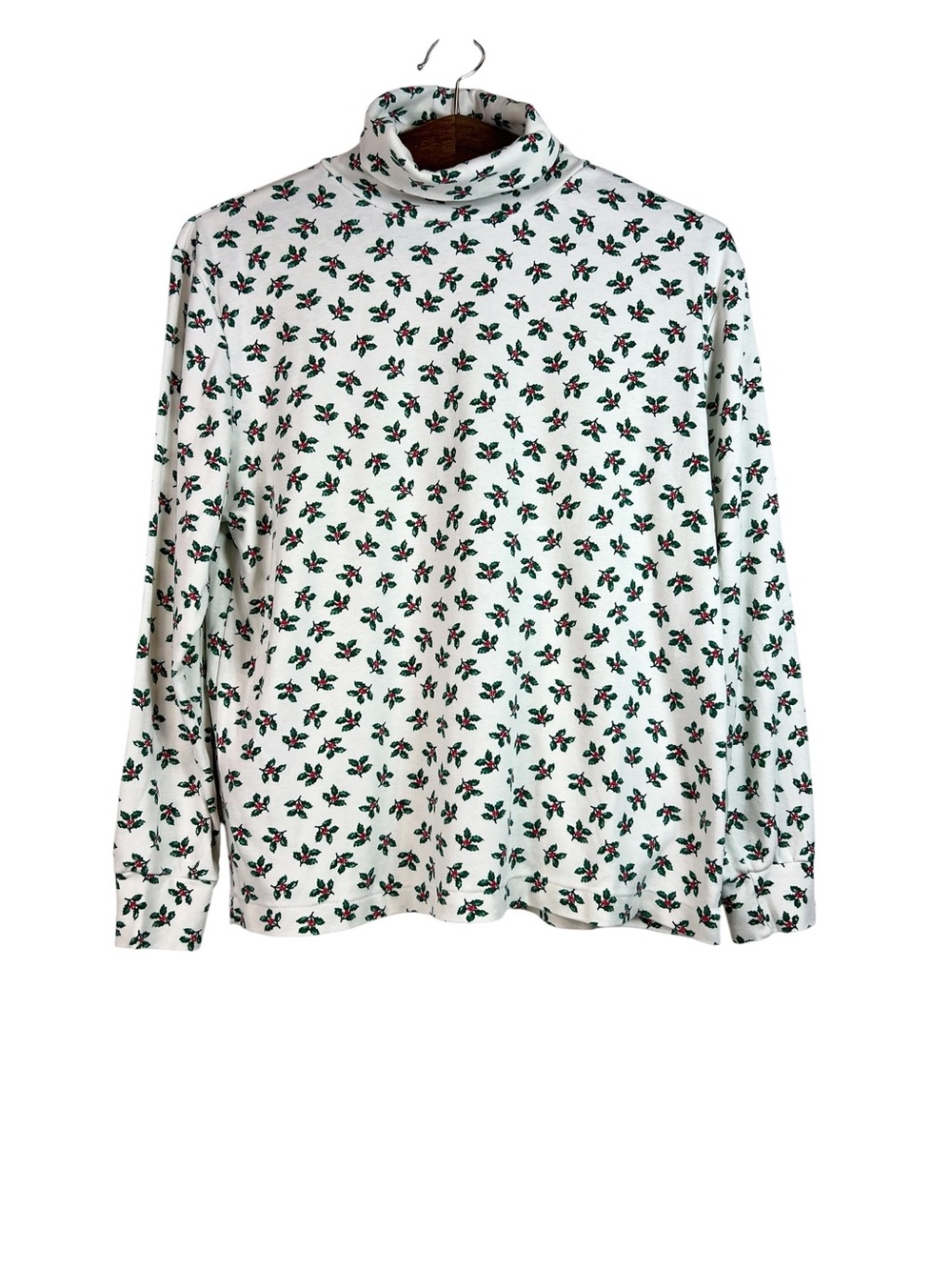 Vintage Hasting & Smith Mistletoe Holiday Pattern Turtleneck Long Sleeve Shirt L